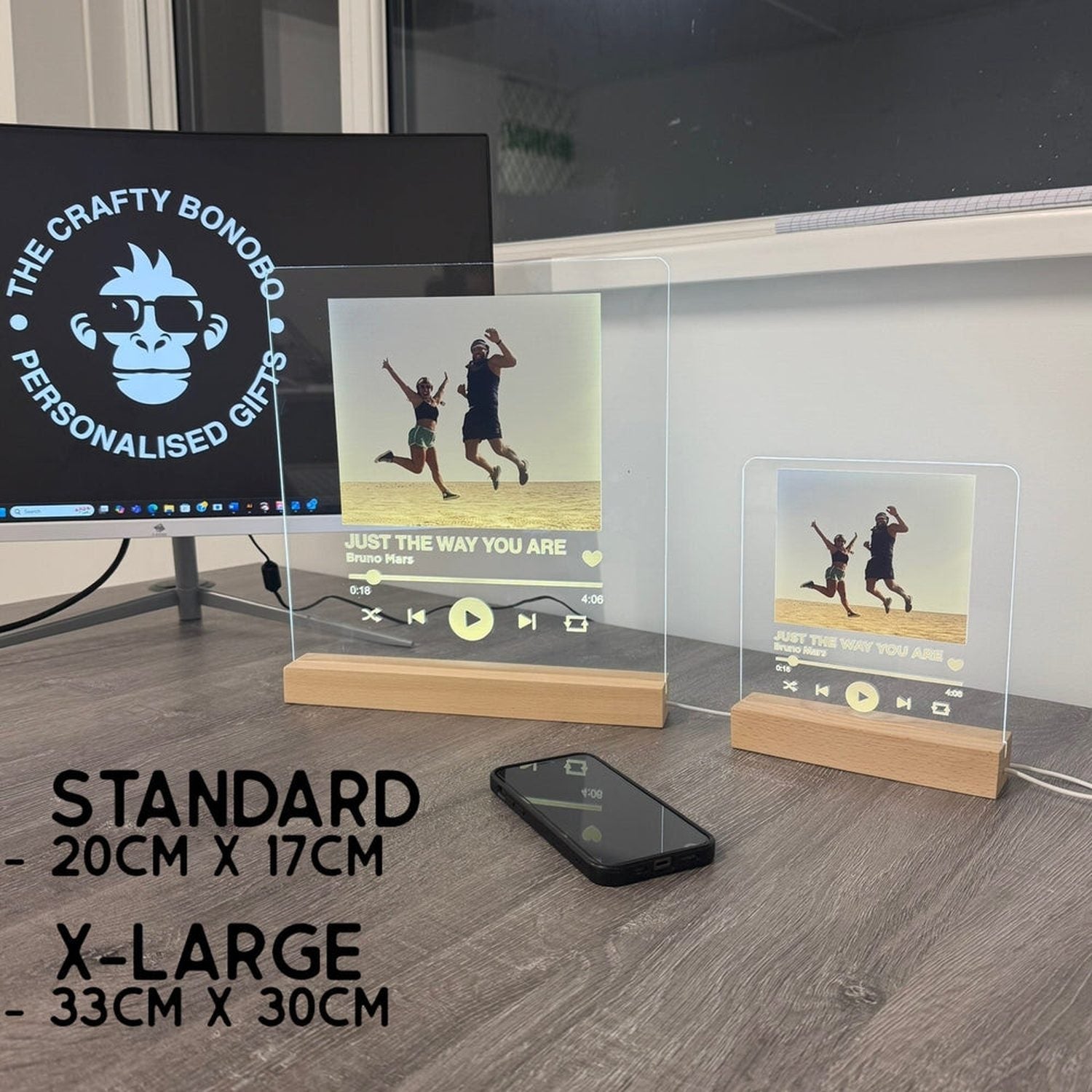 Personalised LED Spotify Plaque – Custom Photo & Song Display with Wooden Base The Crafty Bonobo LED Signs 3