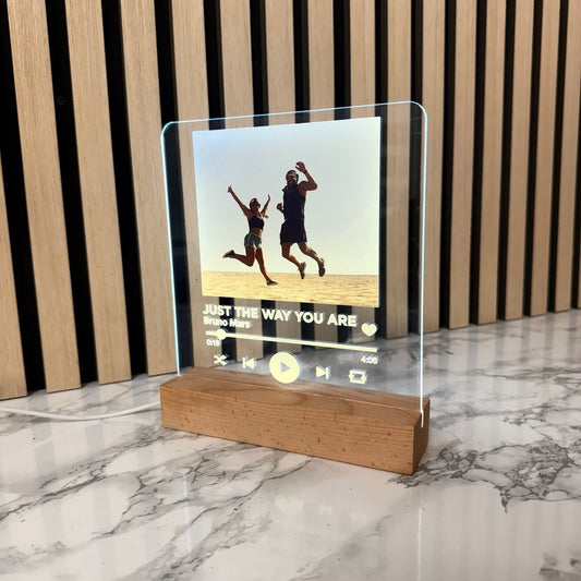 Personalised LED Spotify Plaque – Custom Photo & Song Display with Wooden Base The Crafty Bonobo The Crafty Bonobo LED Signs
