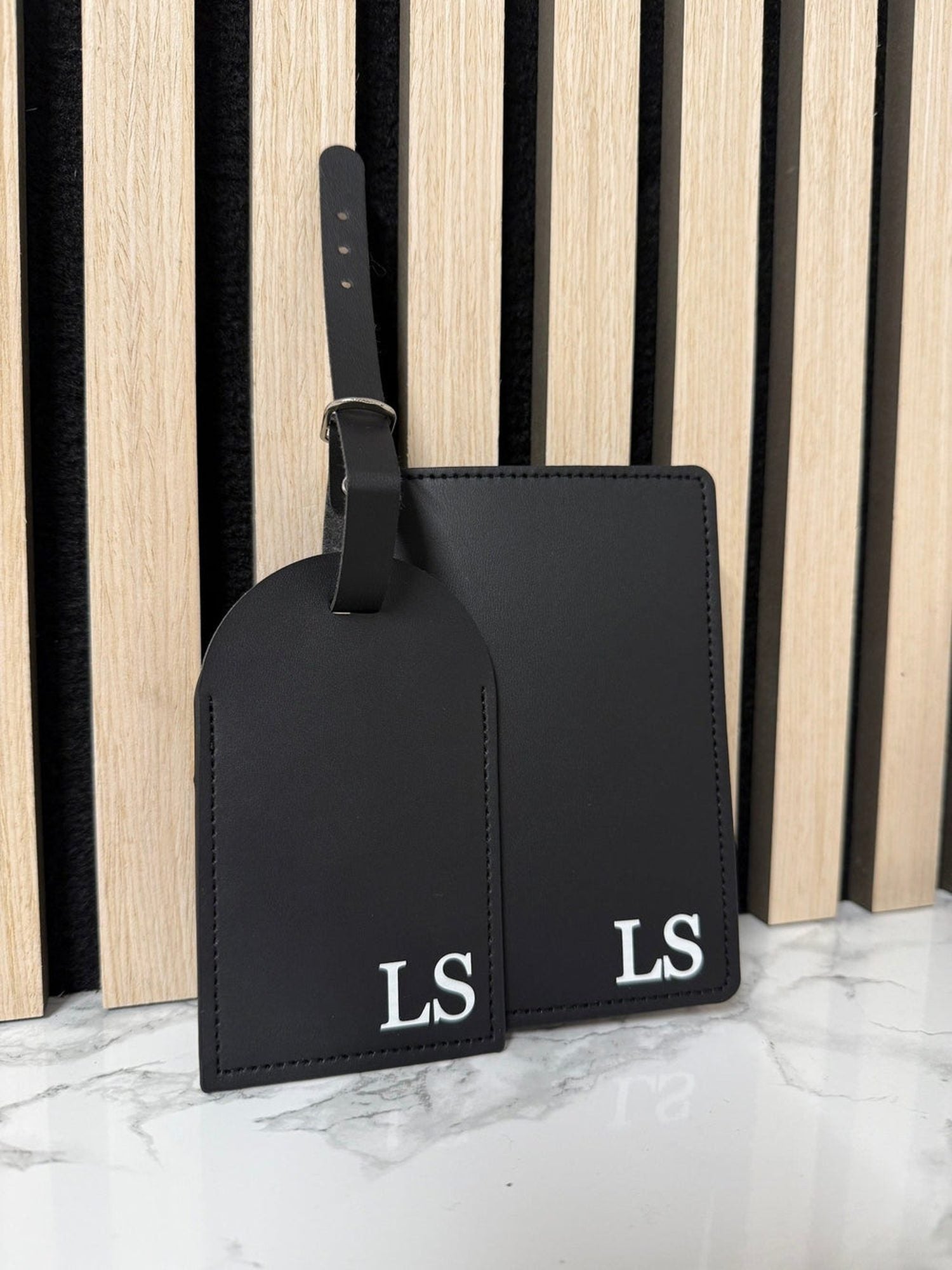 Personalised Leather Luggage Tag & Passport Holder Set – Custom Initials Travel Gift The Crafty Bonobo Travel accessories 5