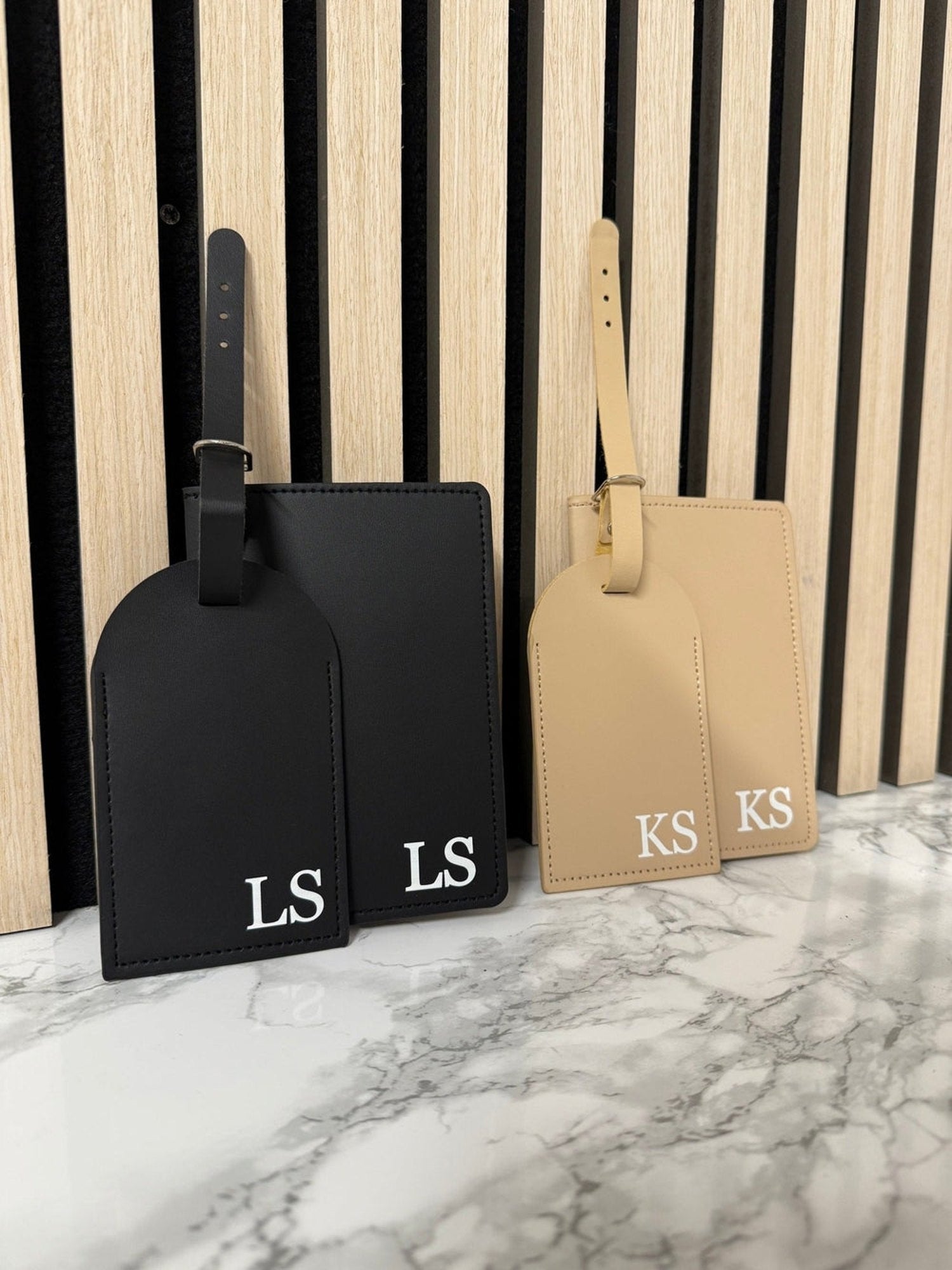 Personalised Leather Luggage Tag & Passport Holder Set – Custom Initials Travel Gift The Crafty Bonobo Travel accessories 9