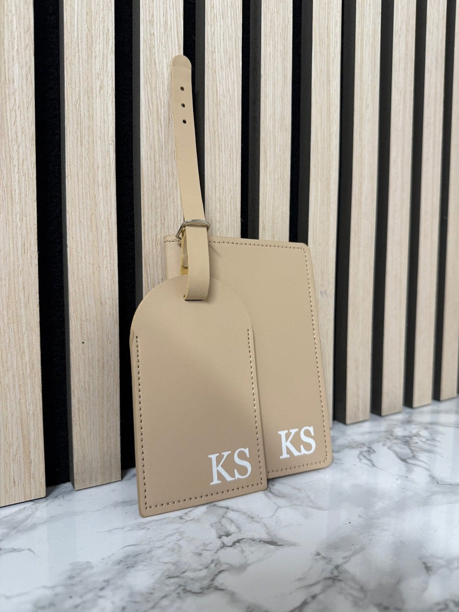 Personalised Leather Luggage Tag & Passport Holder Set – Custom Initials Travel Gift The Crafty Bonobo Travel accessories 6