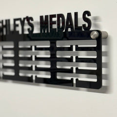 Personalised Medal Holder – Custom Acrylic Sports Medal Hanger | Running, Gymnastics, Football, Martial Arts & More | Wall-Mounted with Chrome Fixings The Crafty Bonobo Medal Holder 3