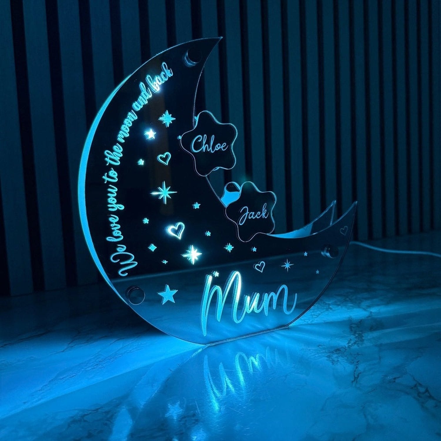 Personalised Moon & Stars LED Mirror Light – Perfect Mother’s Day Gift The Crafty Bonobo LED Mirror Sign 11