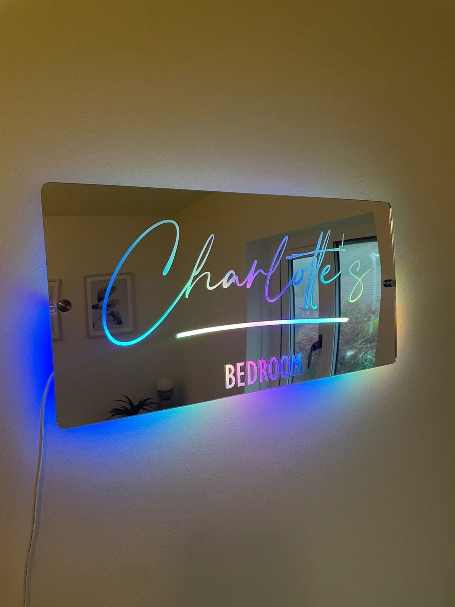 Personalised Name Mirror LED Light Sign The Crafty Bonobo LED Mirror Sign 3