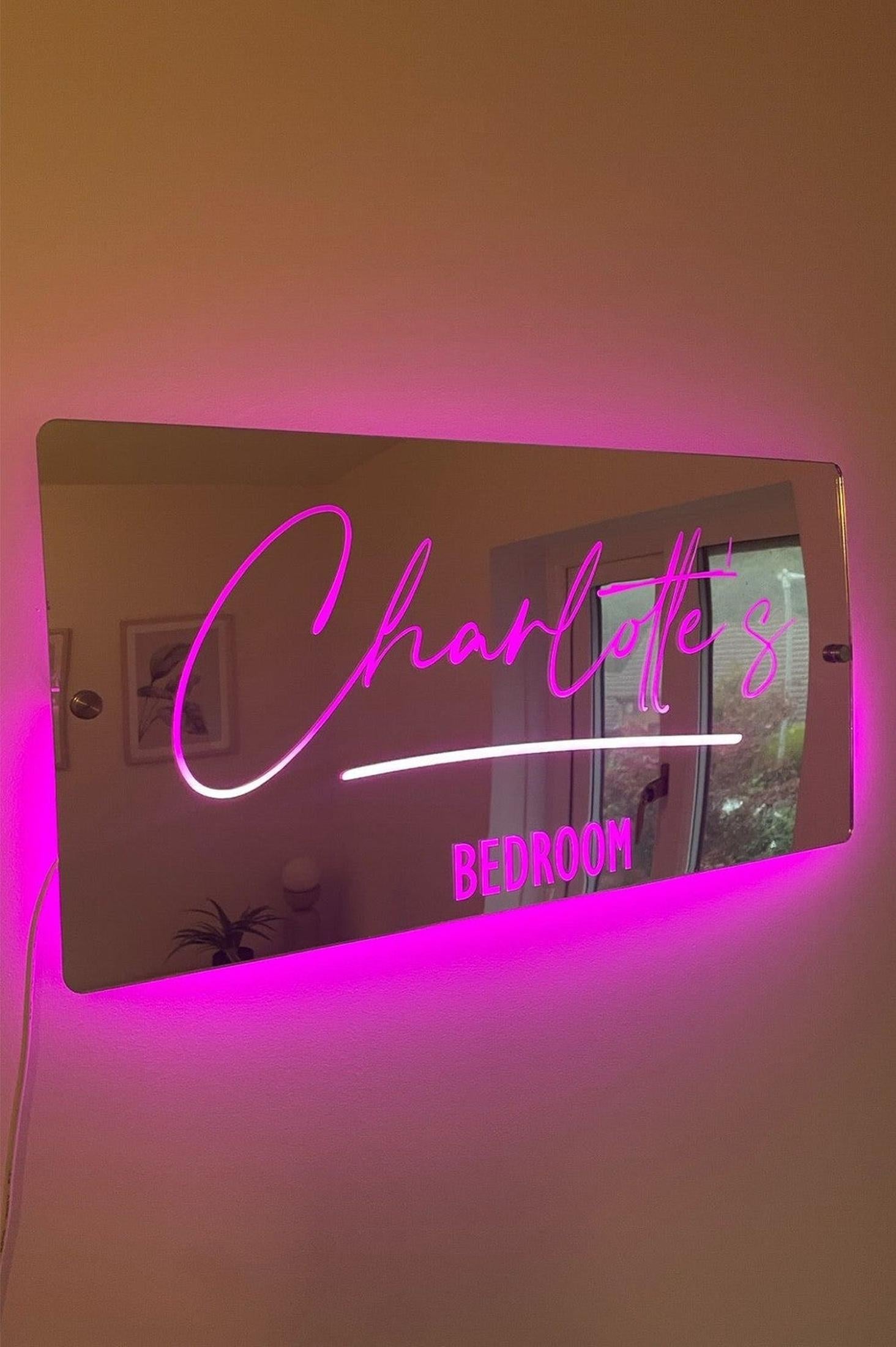 Personalised Name Mirror LED Light Sign The Crafty Bonobo LED Mirror Sign 2