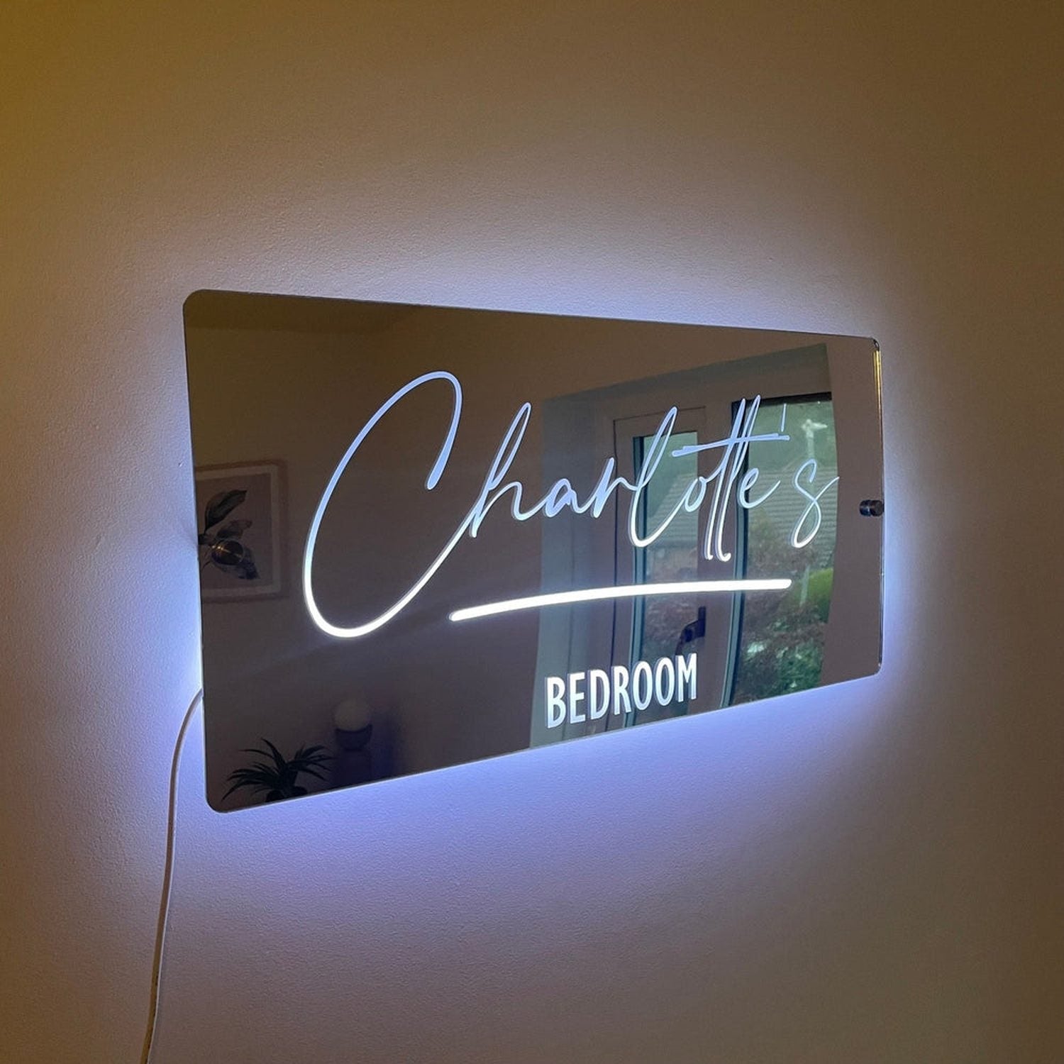 Personalised Name Mirror LED Light Sign The Crafty Bonobo LED Mirror Sign 14