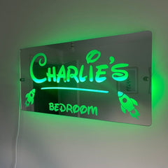 Personalised Rocket LED Name Mirror with remote | LED Light Sign Bedroom Mirror The Crafty Bonobo LED Mirror Sign 8