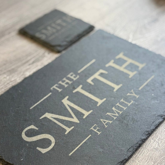 Personalised Slate Placemats & Coasters – Custom Engraved Natural Slate Tableware The Crafty Bonobo Slate Placemat 1