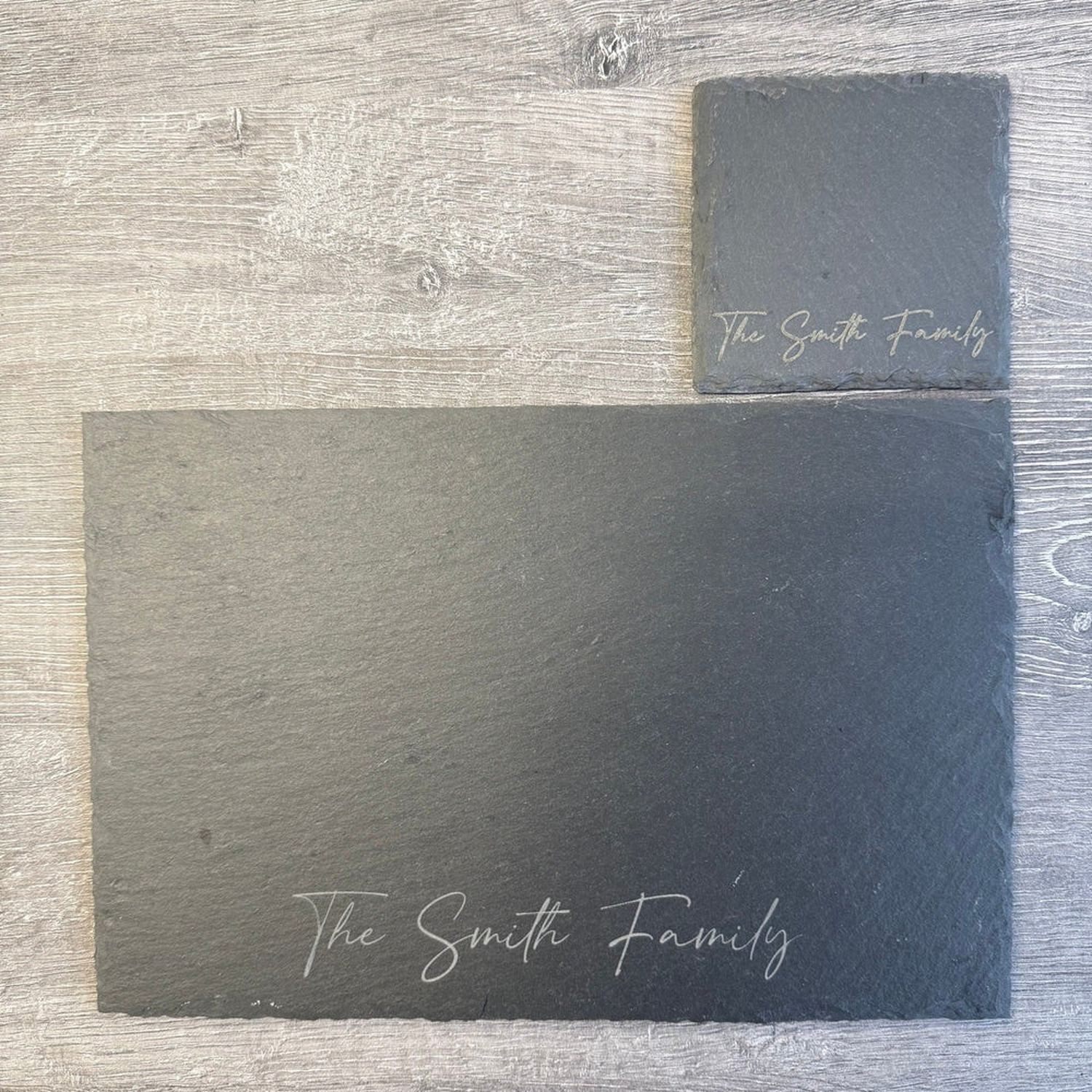 Personalised Slate Placemats & Coasters – Custom Engraved Natural Slate Tableware The Crafty Bonobo Slate Placemat 7