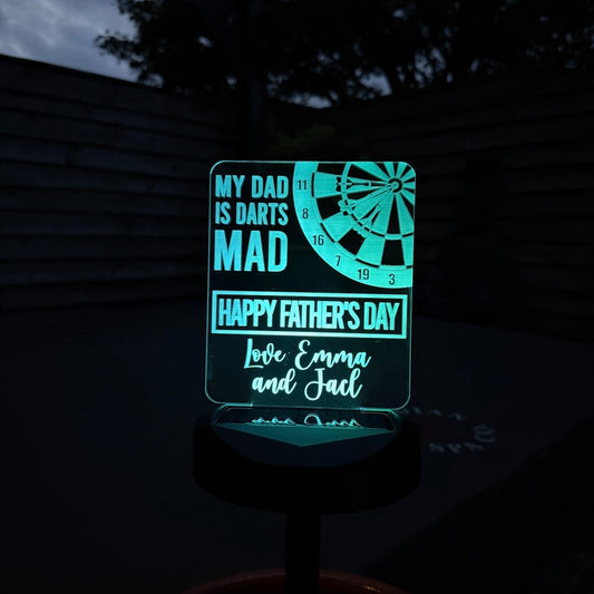 Personalised Solar Garden Light – "Darts Mad Dad" Father's Day Gift The Crafty Bonobo The Crafty Bonobo 