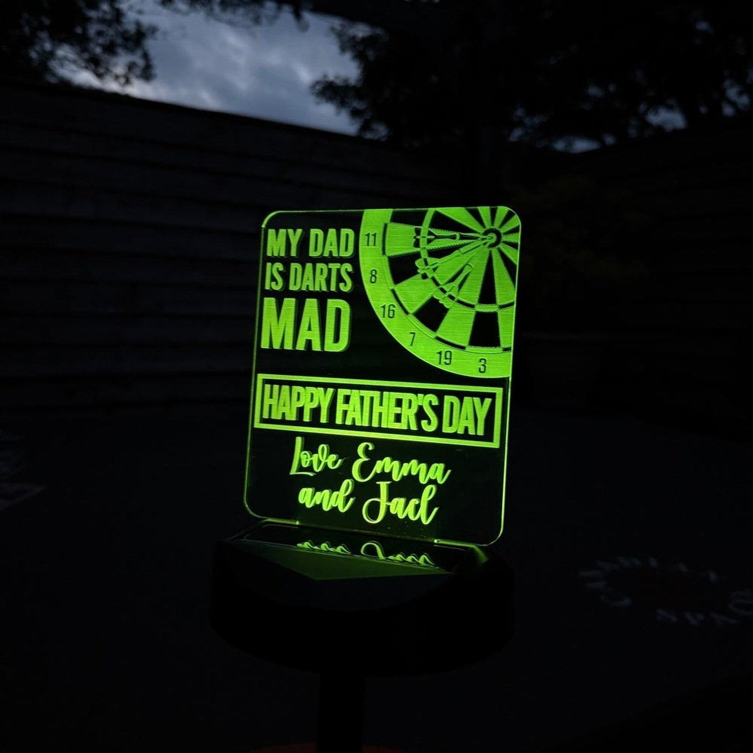 Personalised Solar Garden Light – "Darts Mad Dad" Father's Day Gift The Crafty Bonobo 3
