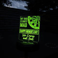Personalised Solar Garden Light – "Darts Mad Dad" Father's Day Gift The Crafty Bonobo 3