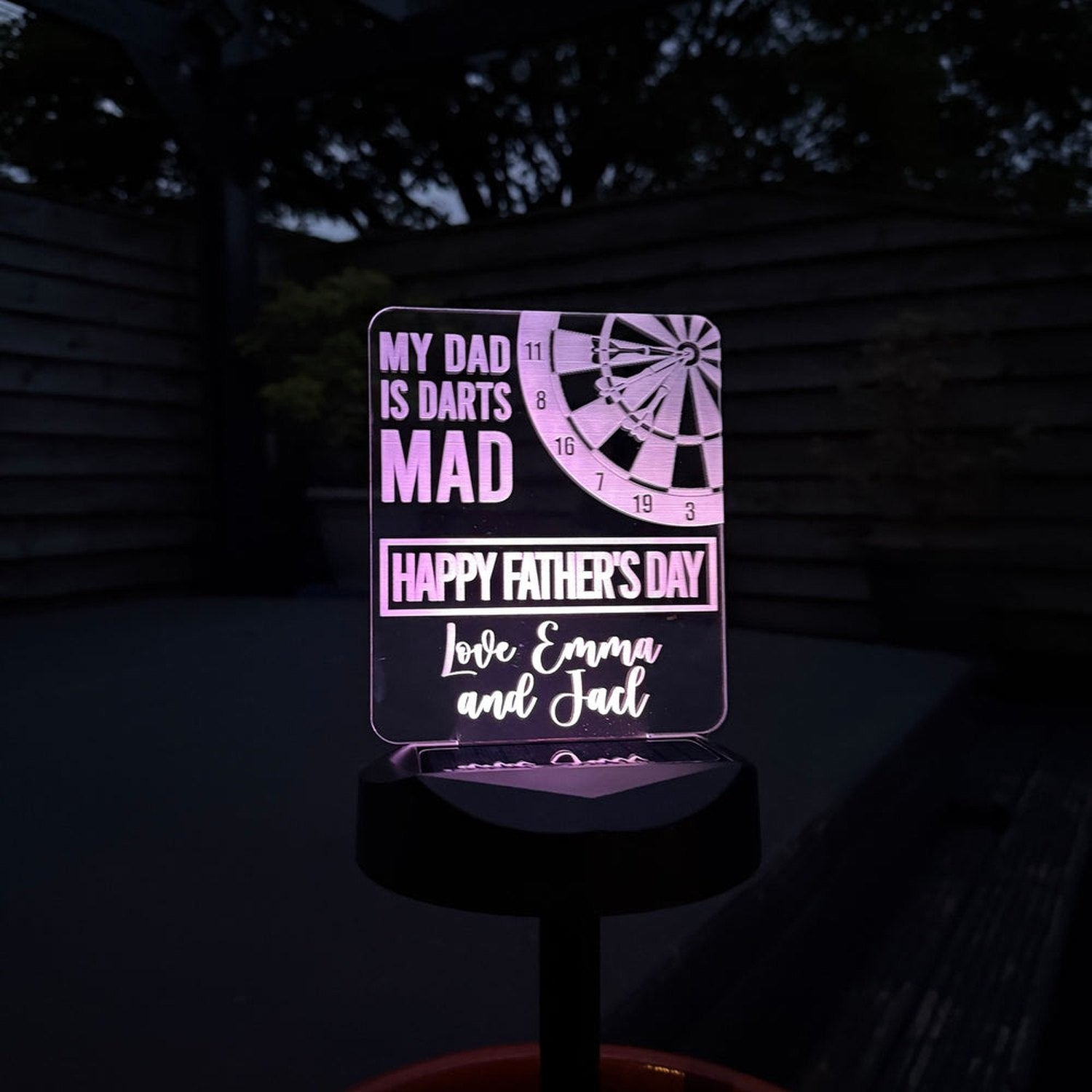 Personalised Solar Garden Light – "Darts Mad Dad" Father's Day Gift The Crafty Bonobo 6