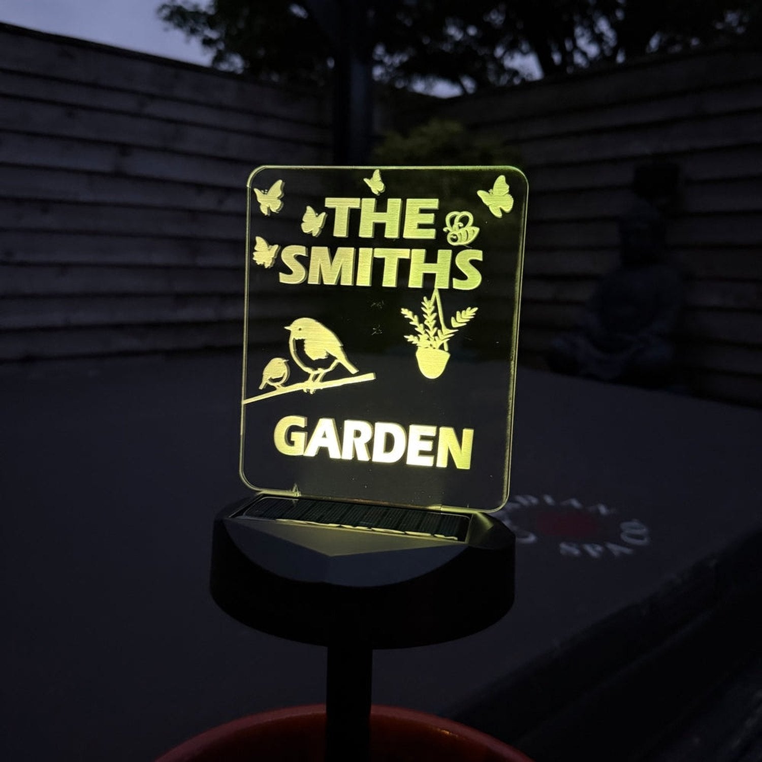 Personalised Solar Garden Light – Family bane Garden LED Sign The Crafty Bonobo 6