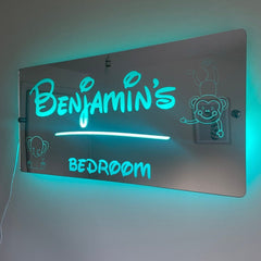 Personalised Teddie LED Name Mirror with remote | LED Light Sign Bedroom Mirror The Crafty Bonobo LED Mirror Sign 6