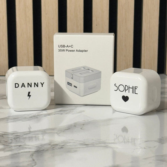 Personalised USB-C & USB-A Fast Charger Plug – Custom Printed 35W Plug for iPhone & Android The Crafty Bonobo Phone accessories 2