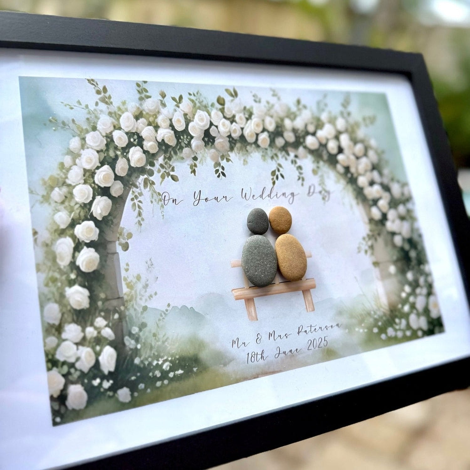 Personalised Wedding Pebble Art Frame – “On Your Wedding Day” Gift The Crafty Bonobo 6