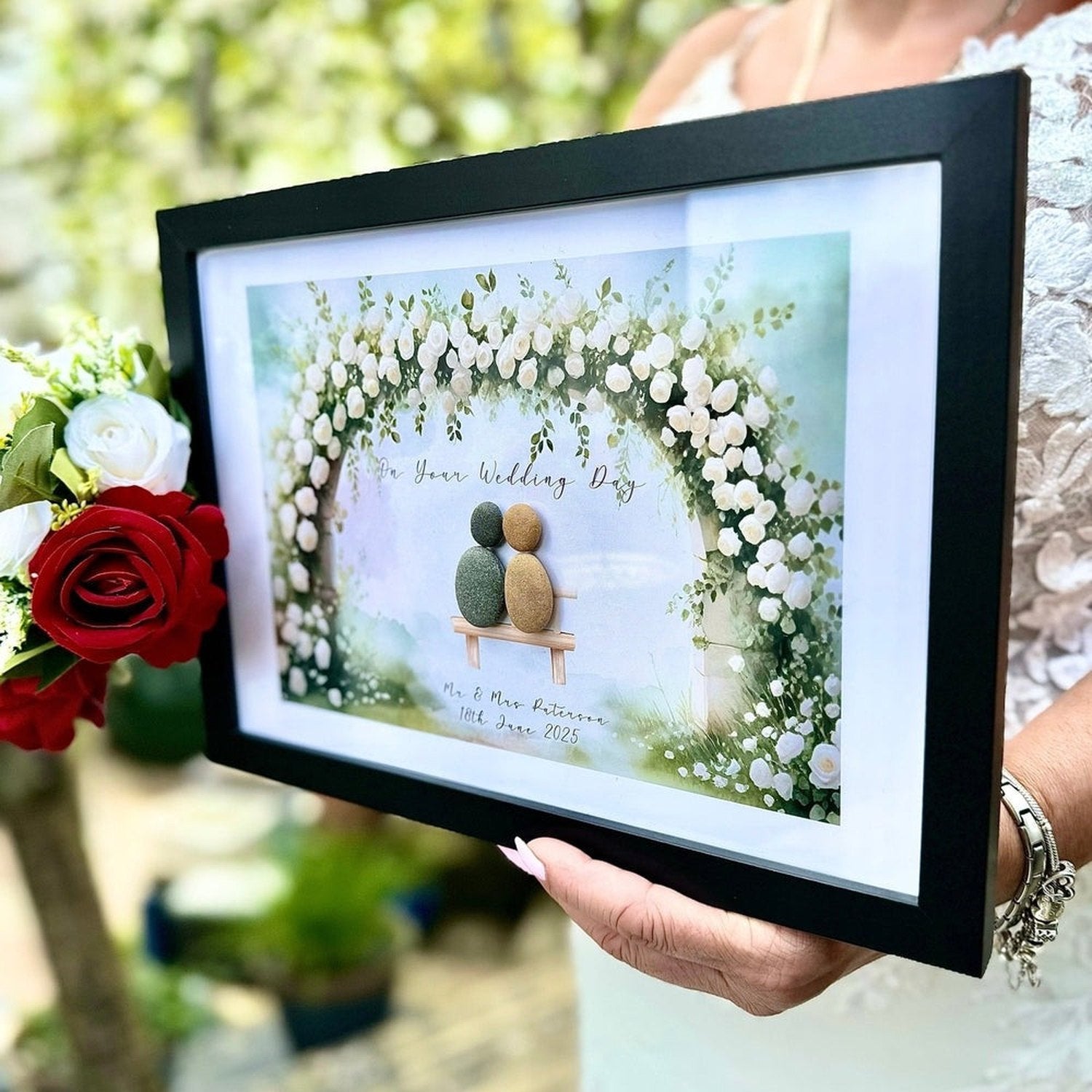 Personalised Wedding Pebble Art Frame – “On Your Wedding Day” Gift The Crafty Bonobo 3
