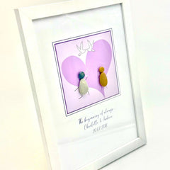 Personalised Wedding Pebble Art – Love Heart & Doves | Framed Couple Gift The Crafty Bonobo 4