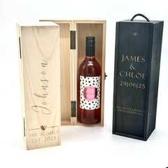 Personalised Wooden Wine Gift Box for Weddings, Birthdays & Anniversaries The Crafty Bonobo The Crafty Bonobo Wine box