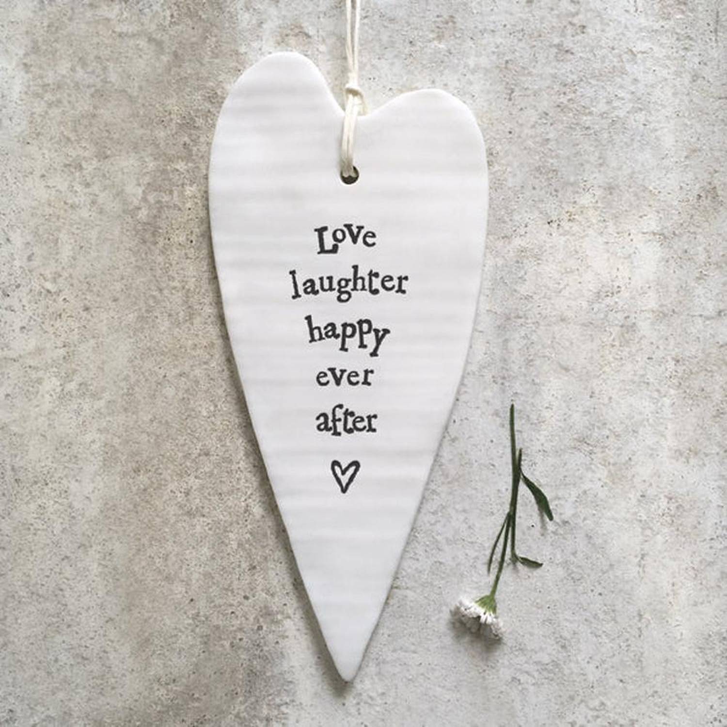 🖤 Porcelain Hanging Heart – Love, Laughter, Happy Ever After The Crafty Bonobo 1