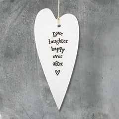 🖤 Porcelain Hanging Heart – Love, Laughter, Happy Ever After The Crafty Bonobo 3
