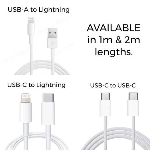 Premium Personalised Charging Cable Set – USB-C to Lightning, USB-A to Lightning or USB-C to USB-C | Fast Charge | 1m or 2m The Crafty Bonobo The Crafty Bonobo Phone accessories