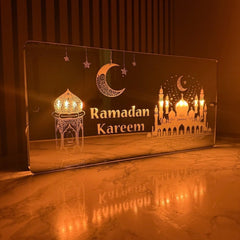 Ramadan Kareem LED Mirror Sign – Islamic Decor with Multi-Colour Lights, USB-Powered The Crafty Bonobo LED Mirror Sign 3