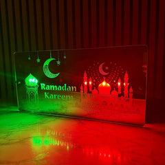 Ramadan Kareem LED Mirror Sign – Islamic Decor with Multi-Colour Lights, USB-Powered The Crafty Bonobo LED Mirror Sign 8