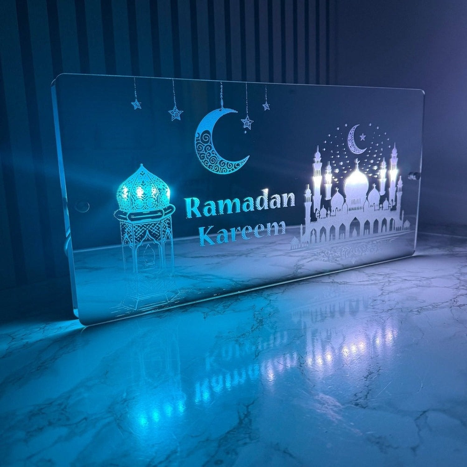 Ramadan Kareem LED Mirror Sign – Islamic Decor with Multi-Colour Lights, USB-Powered The Crafty Bonobo LED Mirror Sign 5