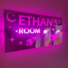 Space Theme Children’s Personalised LED Mirror The Crafty Bonobo LED Mirror Sign 9