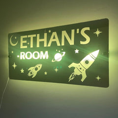 Space Theme Children’s Personalised LED Mirror The Crafty Bonobo LED Mirror Sign 12