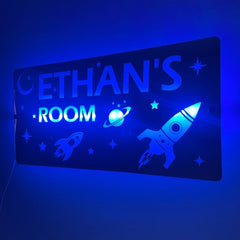 Space Theme Children’s Personalised LED Mirror The Crafty Bonobo LED Mirror Sign 14