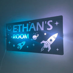 Space Theme Children’s Personalised LED Mirror The Crafty Bonobo LED Mirror Sign 6