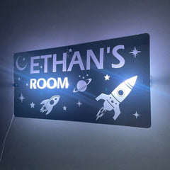 Space Theme Children’s Personalised LED Mirror The Crafty Bonobo LED Mirror Sign 16