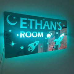 Space Theme Children’s Personalised LED Mirror The Crafty Bonobo LED Mirror Sign 4