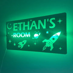 Space Theme Children’s Personalised LED Mirror The Crafty Bonobo LED Mirror Sign 13