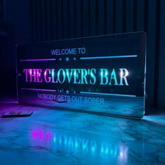 Personalised LED Bar Sign with remote | Light-Up Man Cave Mirror Sign