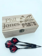 Personalised Wooden Darts Storage Box – Custom Engraved Gift for Darts Players