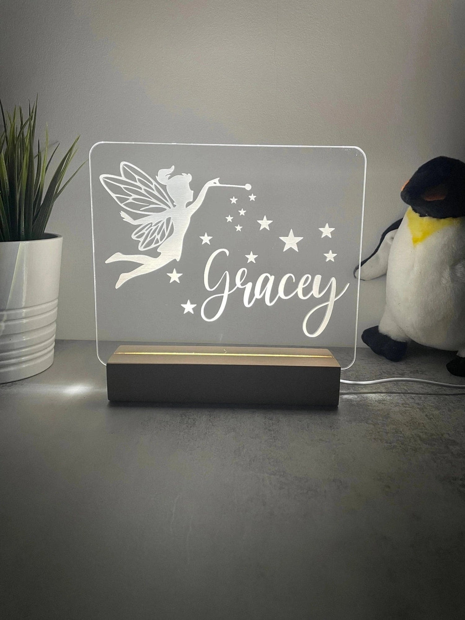 Custom Children’s LED Night Lamp | Fairy The Crafty Bonobo LED Signs 1