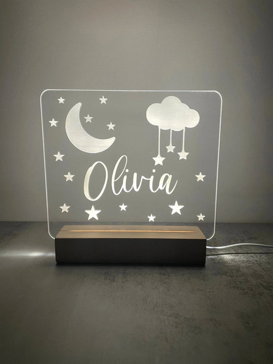 Custom Children’s LED Night Lamp | Moon & Stars The Crafty Bonobo The Crafty Bonobo LED Signs