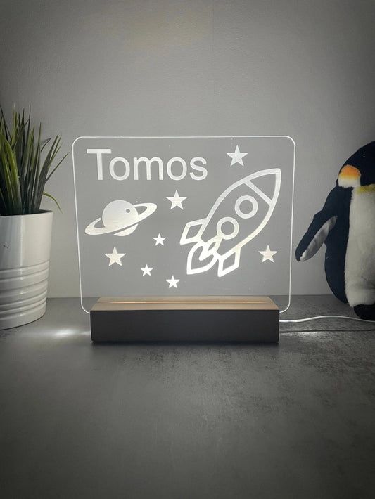 Custom Children’s LED Night Lamp | Rocket Ship The Crafty Bonobo The Crafty Bonobo LED Signs