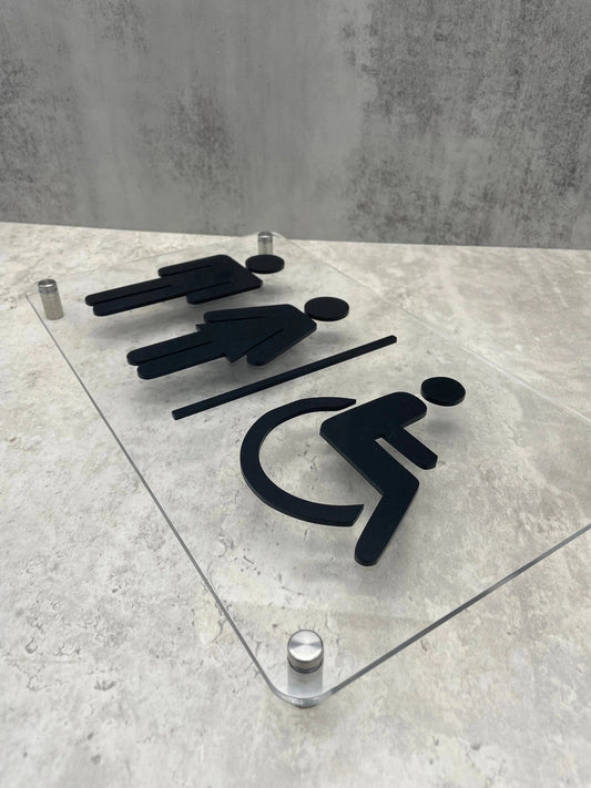 Male Female & Disabled 3D Toilet Sign Restroom Plaque The Crafty Bonobo Toilet Signage 2