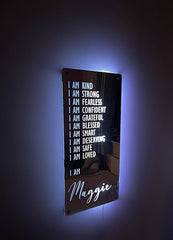 Personalised Affirmation LED Mirror Sign – Custom Name Wall Light for Bedroom & Home Decor The Crafty Bonobo LED Mirror Sign 3