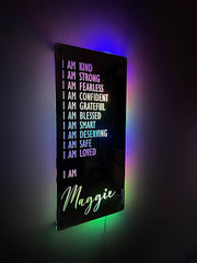 Personalised Affirmation LED Mirror Sign – Custom Name Wall Light for Bedroom & Home Decor The Crafty Bonobo LED Mirror Sign 9
