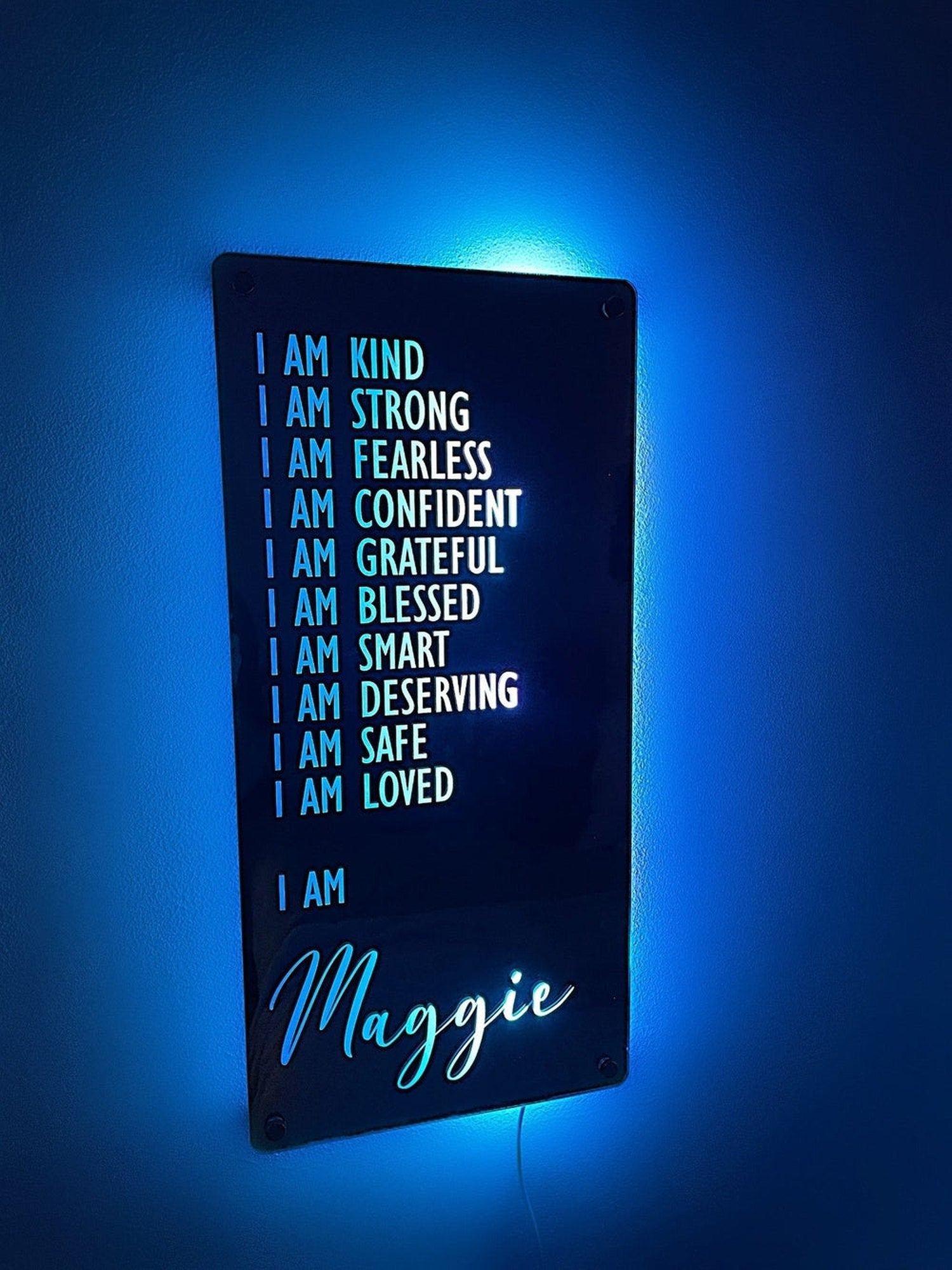 Sign Led Mirrow Custom Affirmations Name Mirror | Gifts For Kids | I Am Mirror Sign ...