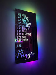 Personalised Affirmation LED Mirror Sign – Custom Name Wall Light for Bedroom & Home Decor The Crafty Bonobo LED Mirror Sign 2