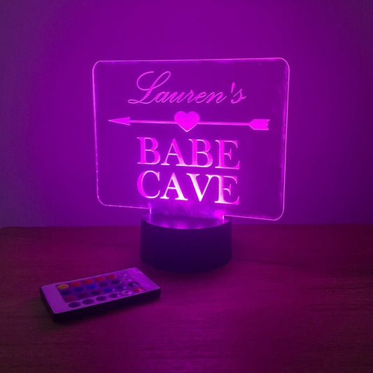 Personalised Babe Cave LED Sign The Crafty Bonobo LED Signs 1