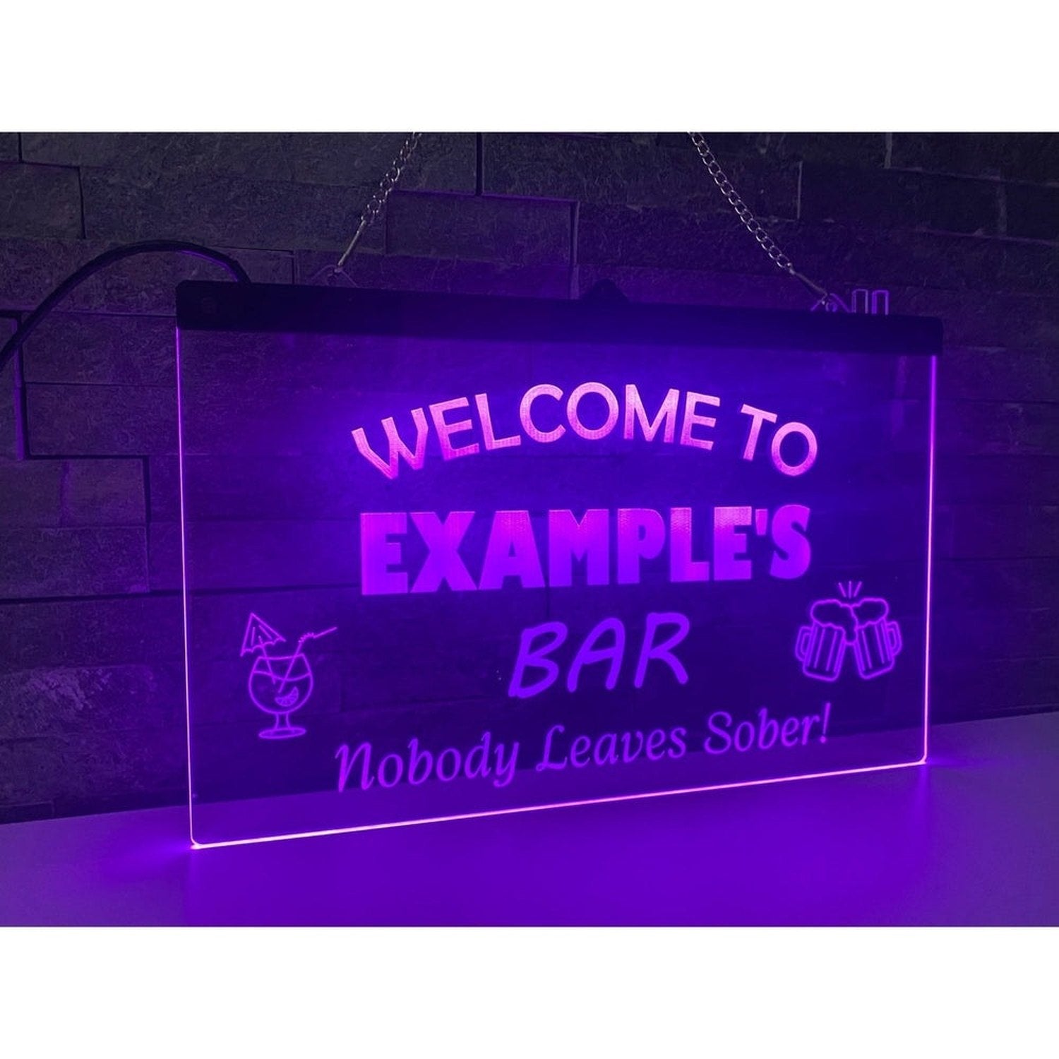Personalised Colour-Changing Hanging LED Sign – Custom Bar, Man Cave & Home Decor Light The Crafty Bonobo LED Signs 5