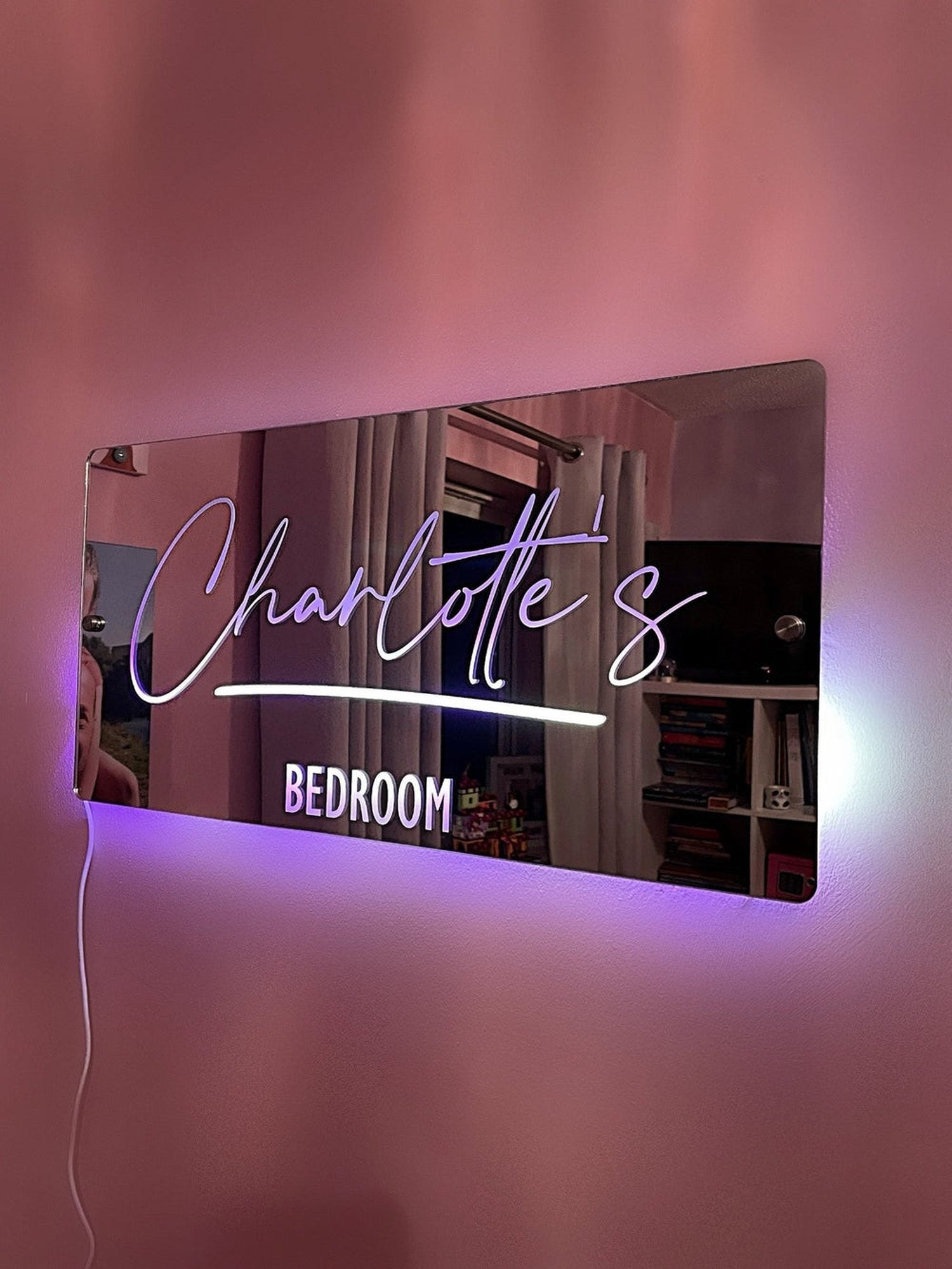 Personalised Name Mirror LED Light Sign The Crafty Bonobo LED Mirror Sign 9